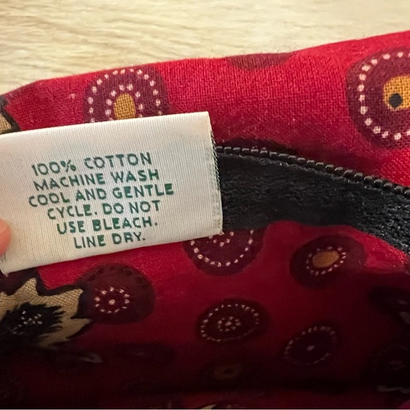 Vintage VERA BRADLEY Red Coin 1999Wallet on a String Black Yellow Velcro Leaves - Picture 12 of 14